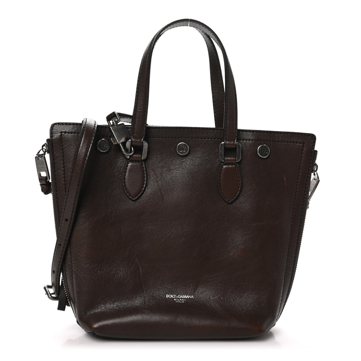 Dolce & Gabbana Tempesta Calfskin Atene Shopping Bag Brown 1 of 8