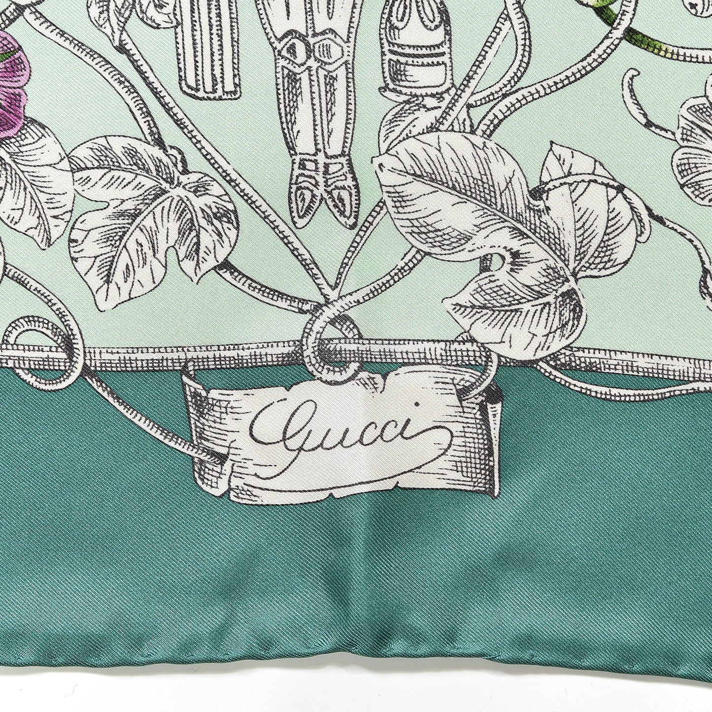 Silk Twill Wondergardenia Square Scarf Emerald