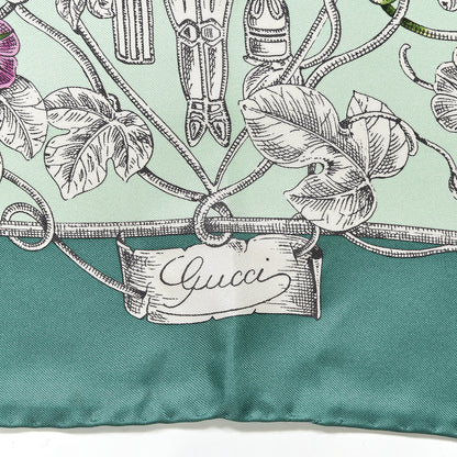 Gucci Silk Twill Wondergardenia Square Scarf Emerald 2 of 3