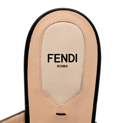Fendi Vitello FF Embossed Buckle Flat Mules 40 Maya Black 6 of 9