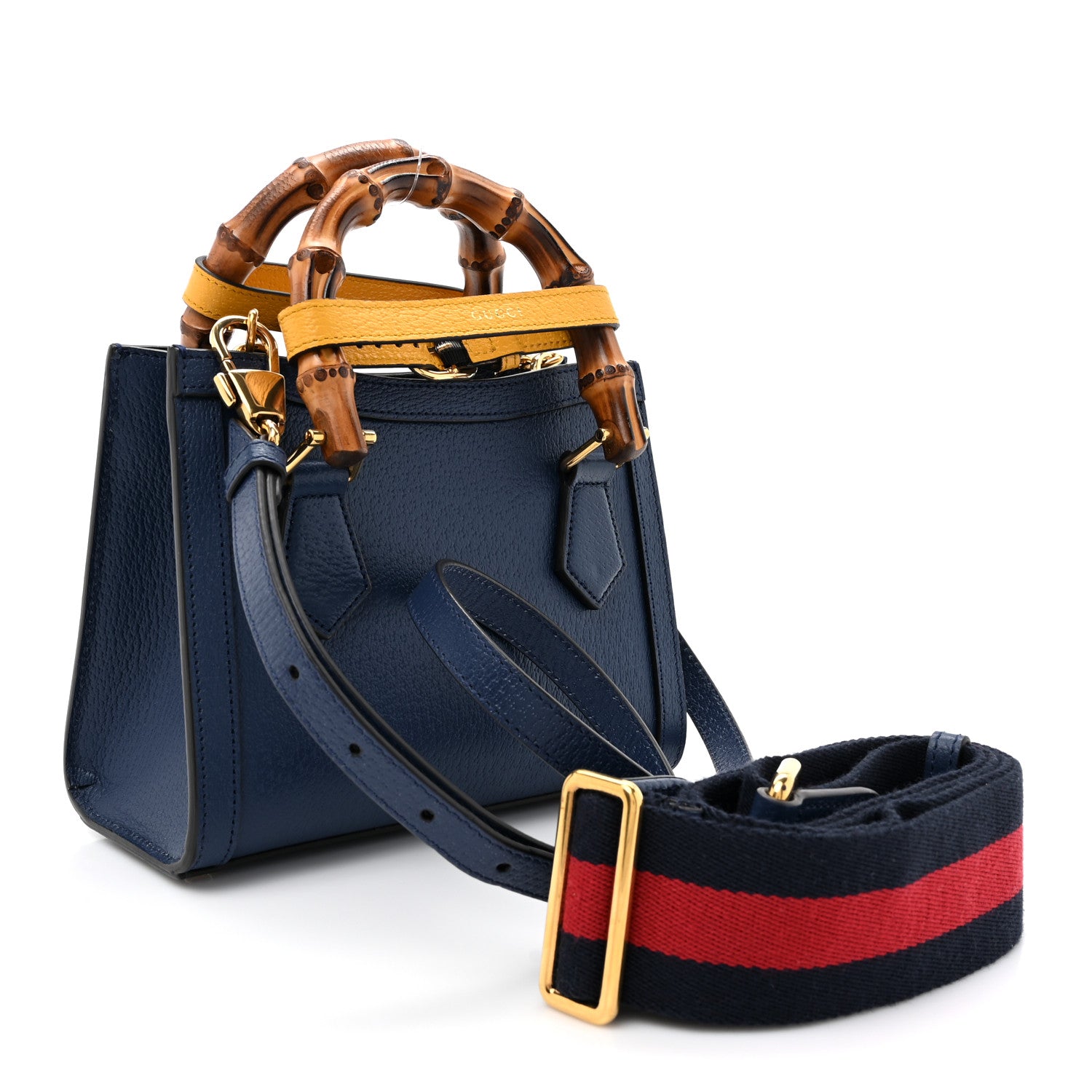 Gucci Textured Dollar Calfskin Web Mini Diana Tote Bag Royal Crop 3 of 10