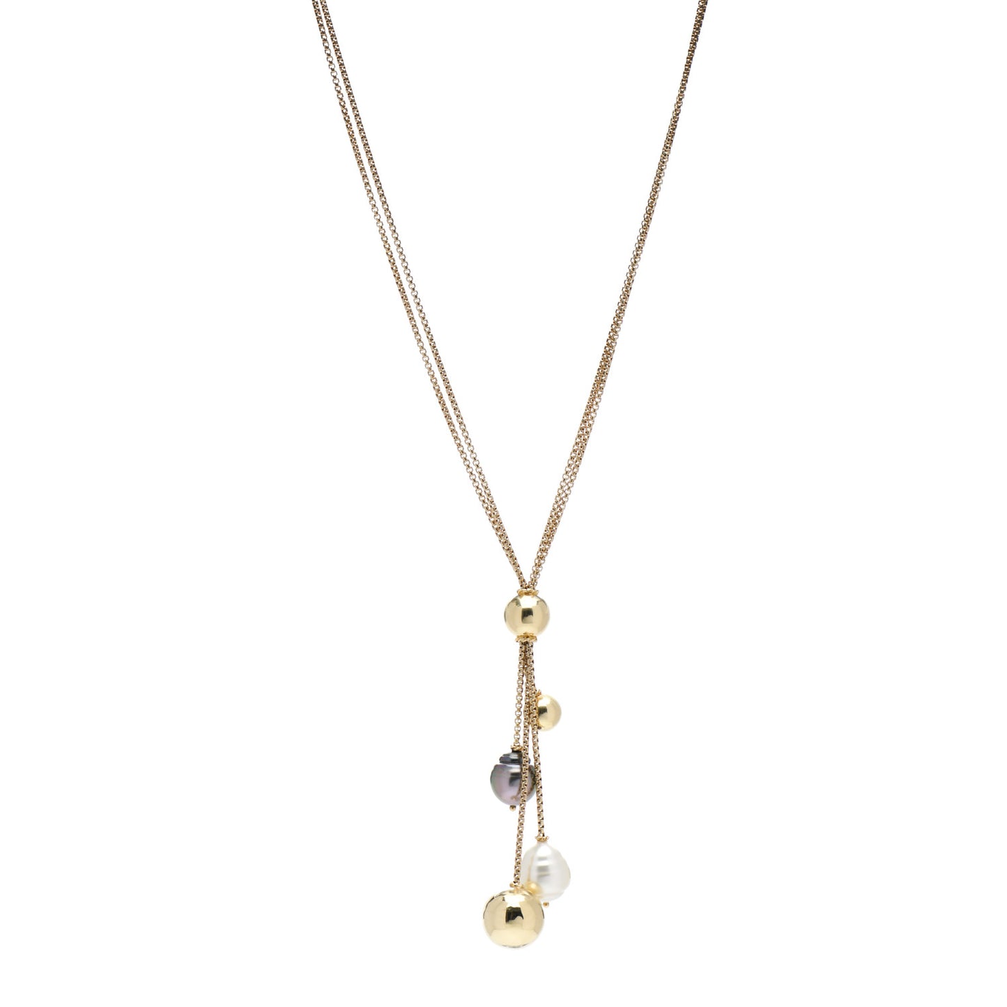 18K Yellow Gold Pearl Solari Fringe Necklace
