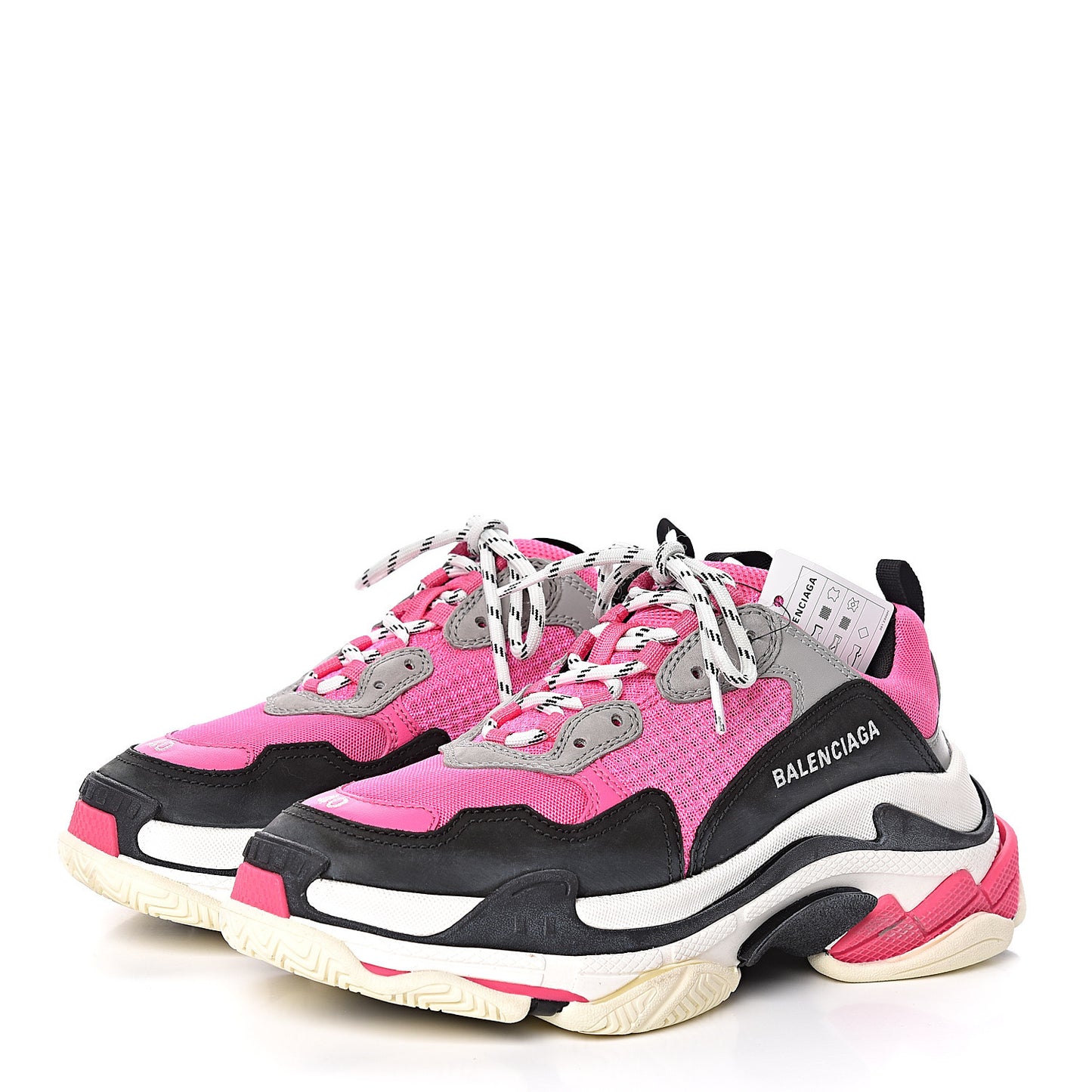 Fabric Mesh Womens Triple S Sneakers 40 Fluo Pink Grey White
