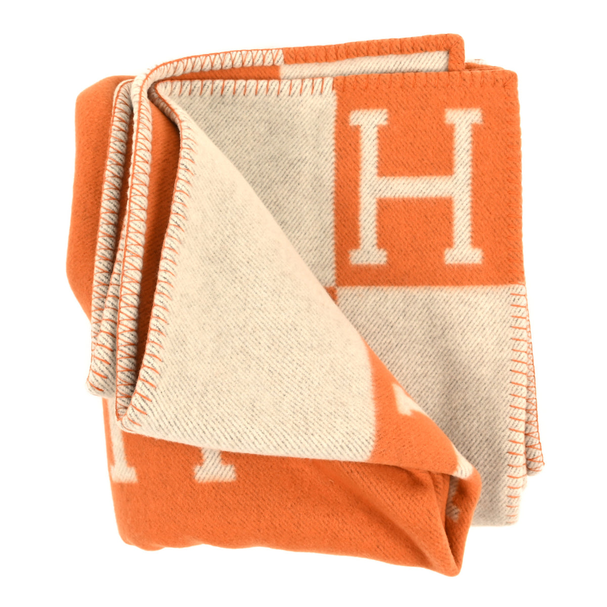 Wool Cashmere Signature Classic Avalon Blanket Ecru Potiron