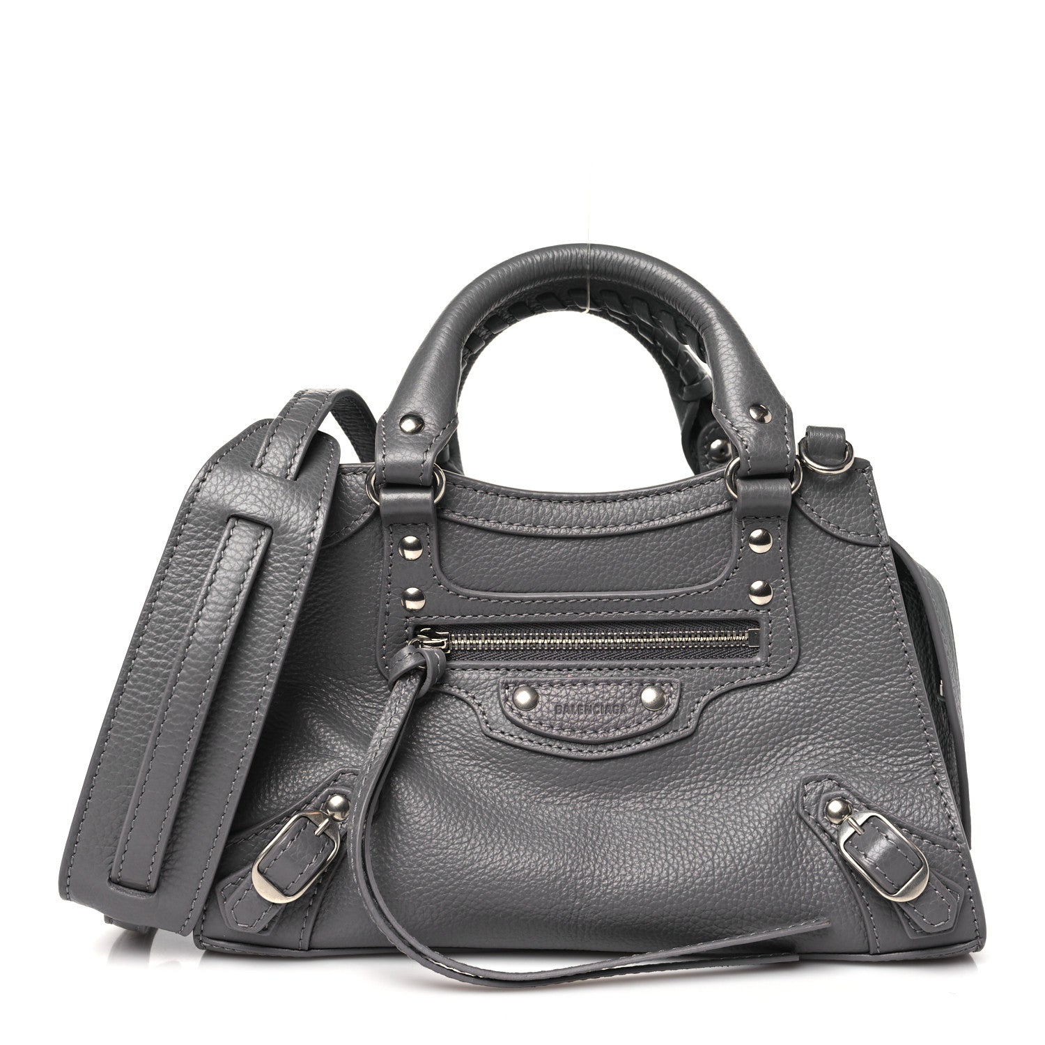 Balenciaga Grained Calfskin Neo Classic Silver Hardware Mini City Dark Grey 1 of 11