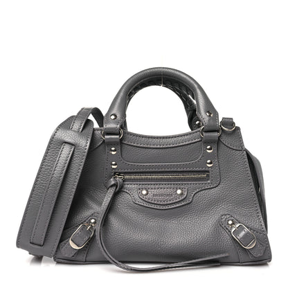 Balenciaga Grained Calfskin Neo Classic Silver Hardware Mini City Dark Grey 1 of 11