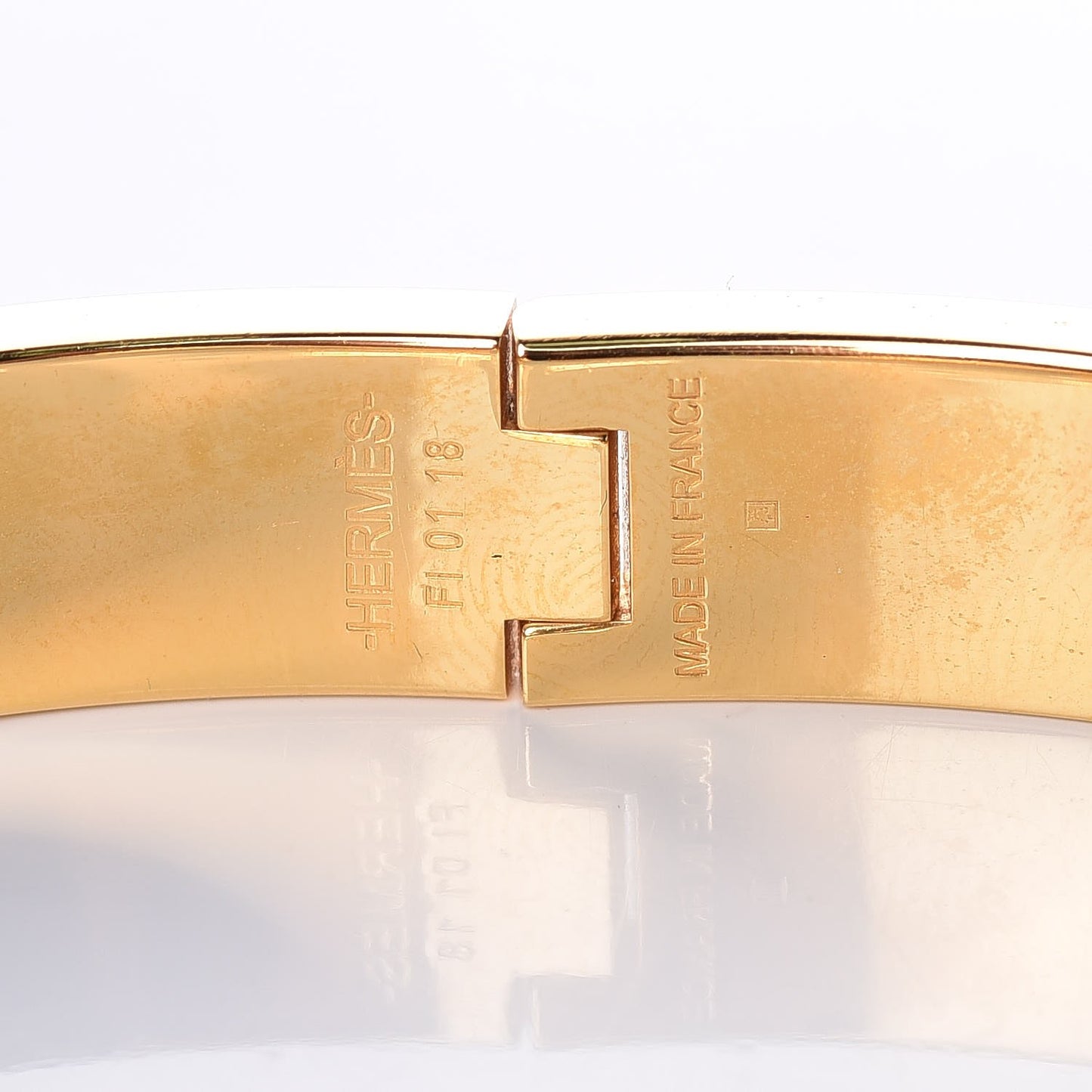 Enamel Narrow Clic Clac H Bracelet GM White