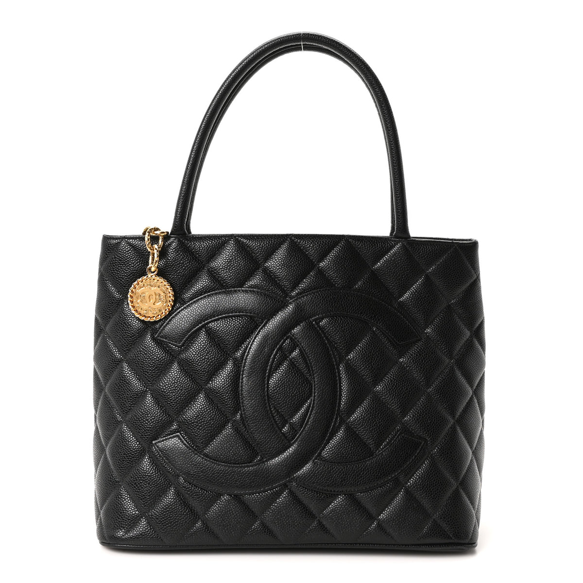 Caviar Quilted Medallion Tote Black