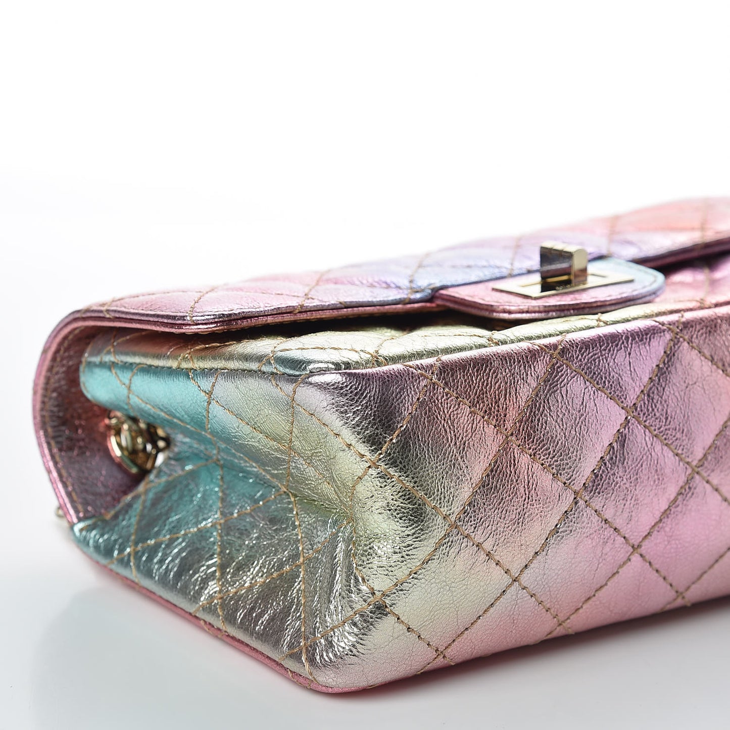 Metallic Goatskin Quilted Mini 2.55 Reissue Flap Multicolor
