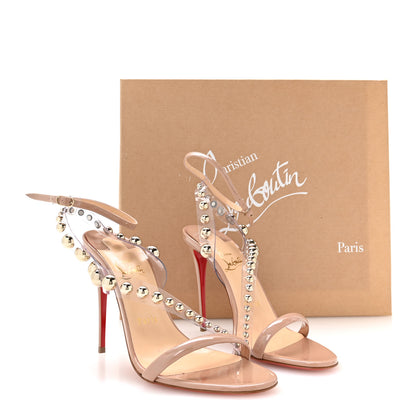 Christian Louboutin Patent After Sun PVC Corinetta 100 Sandals 38 Nude White Gold 8 of 8