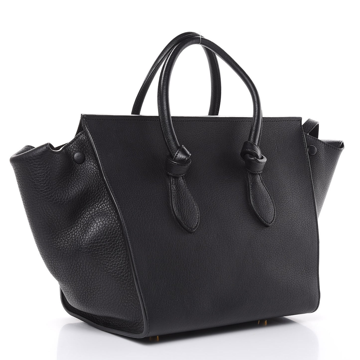 Crisped Calfskin Medium Tie Knot Tote Black