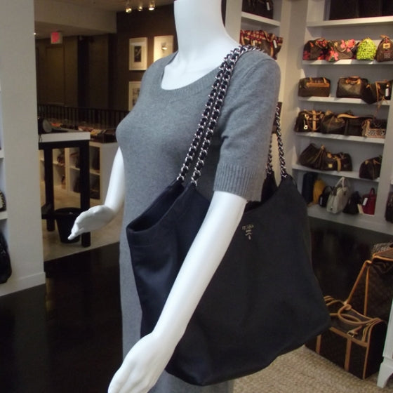Prada Soft Calf Chain Tote Baltico 2 of 11