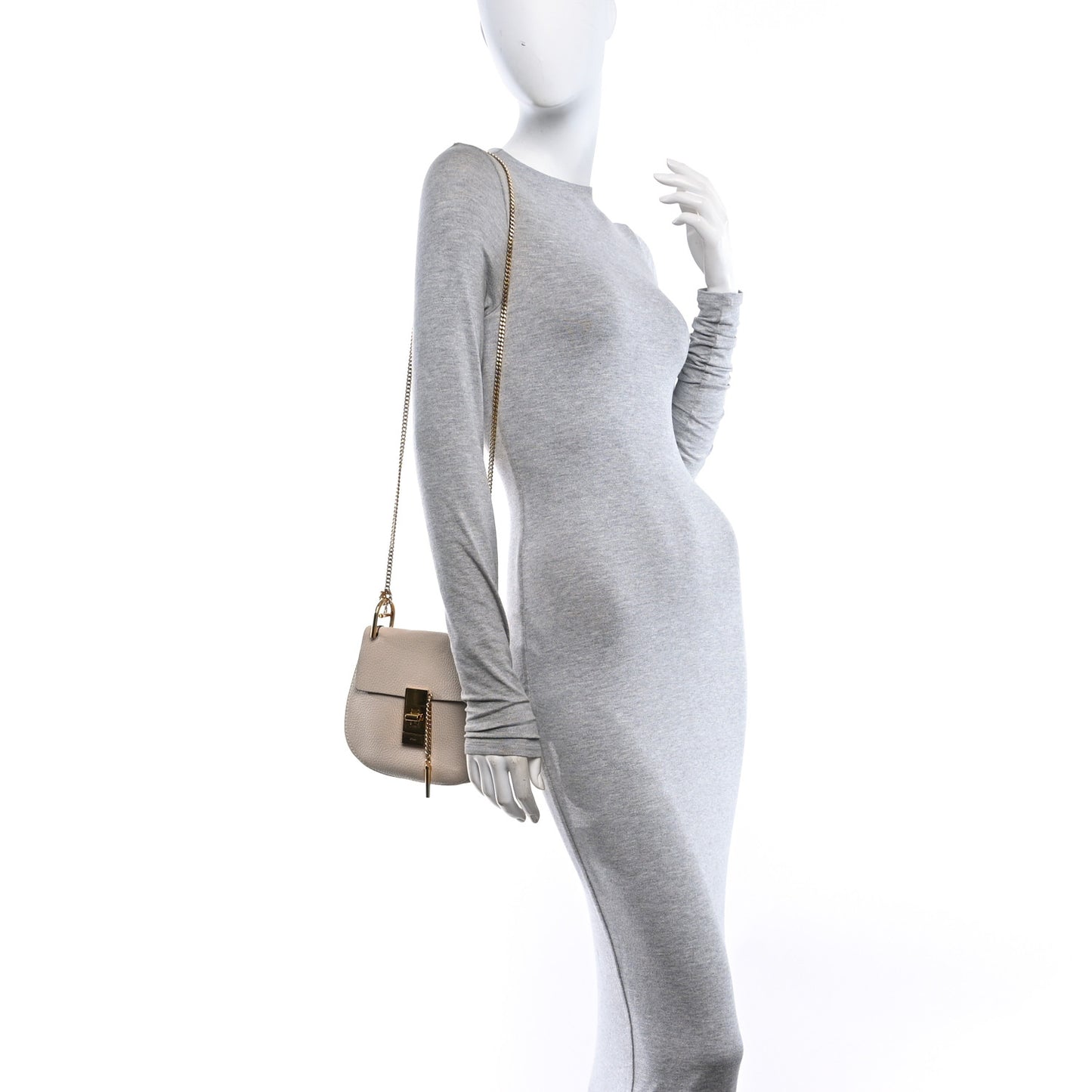 Grained Lambskin Mini Drew Shoulder Bag Abstract White