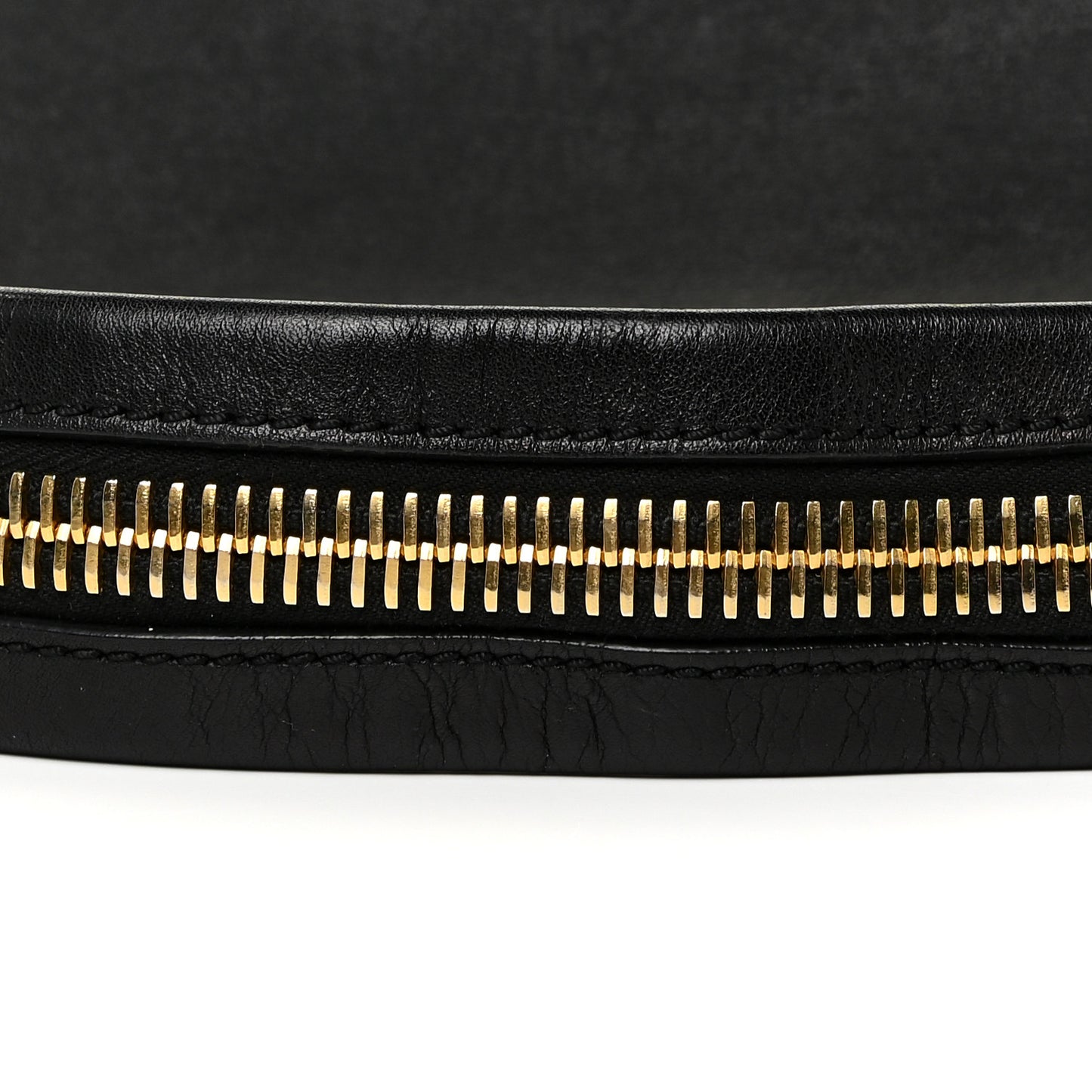 Calfskin Zipper Strap Hobo Black
