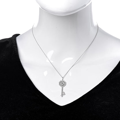 Tiffany Platinum Diamond Octagon Key Charm Pendant Necklace 2 of 6