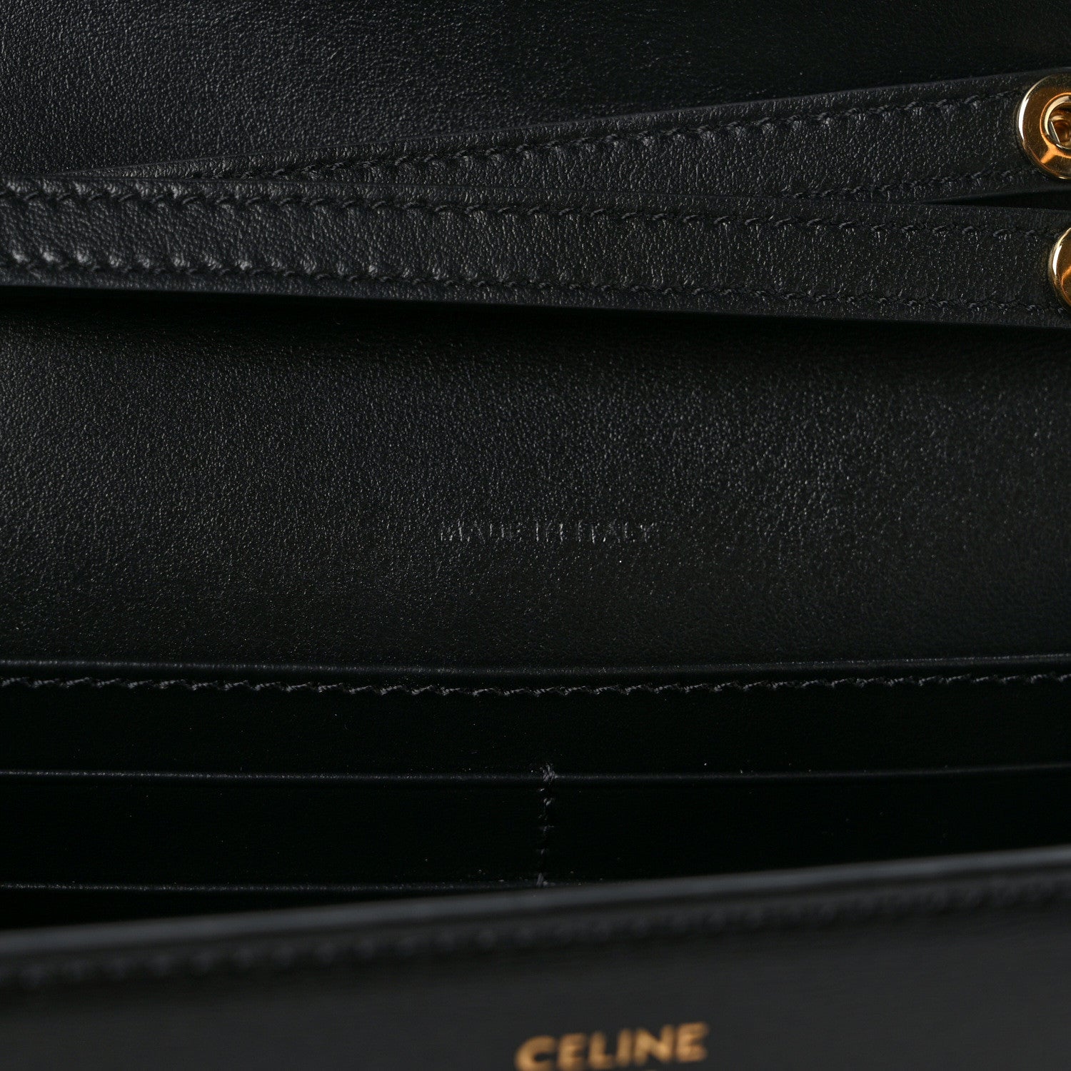 Celine Shiny Calfskin Triomphe Margo Wallet on Chain Black 7 of 10