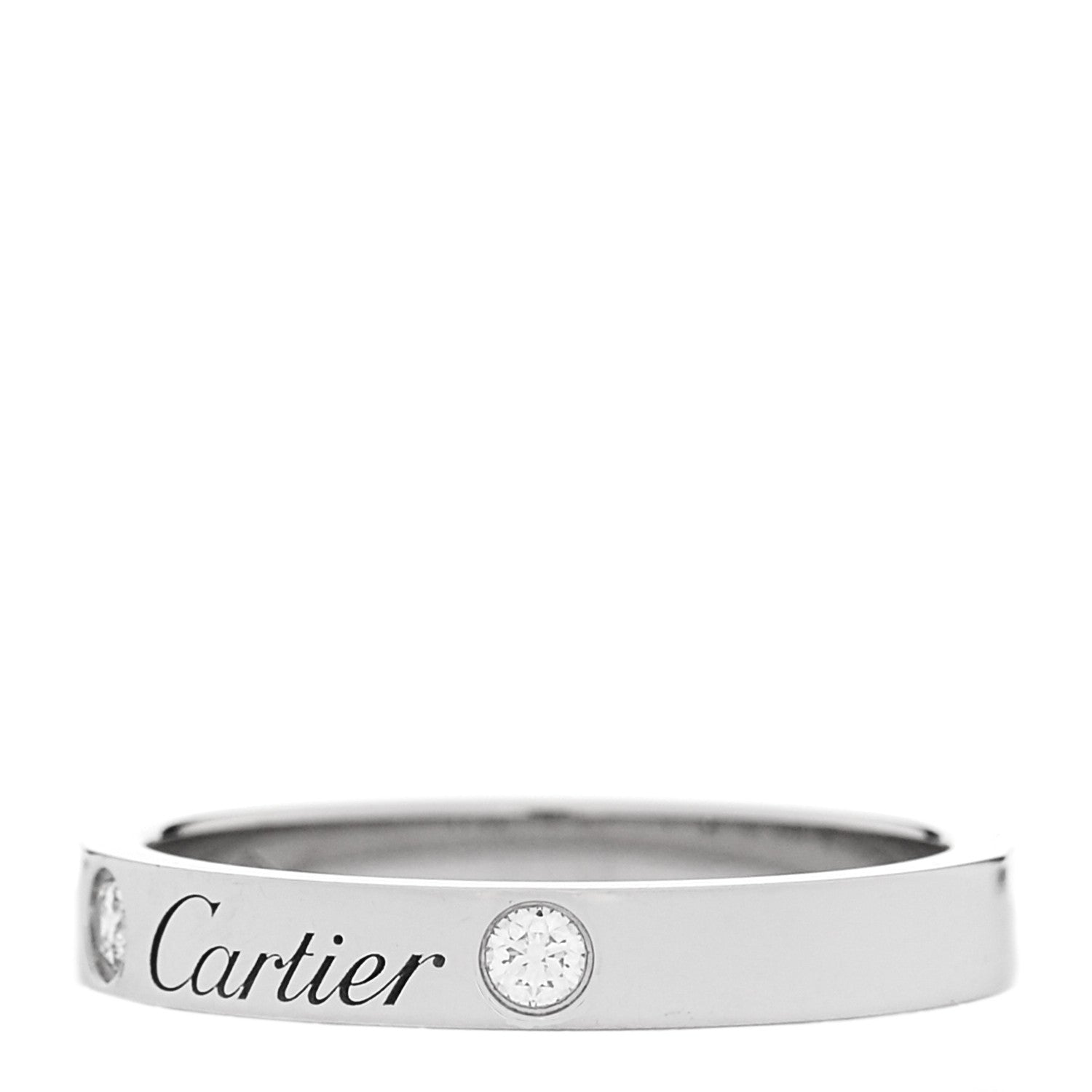 Cartier Platinum 2 Diamond 3mm C De Cartier Wedding Band Ring 54 7 1 of 5