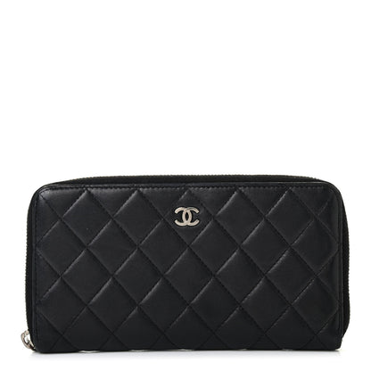 Chanel Lambskin Quilted Large Gusset Zip Around Wallet Black 1 of 11