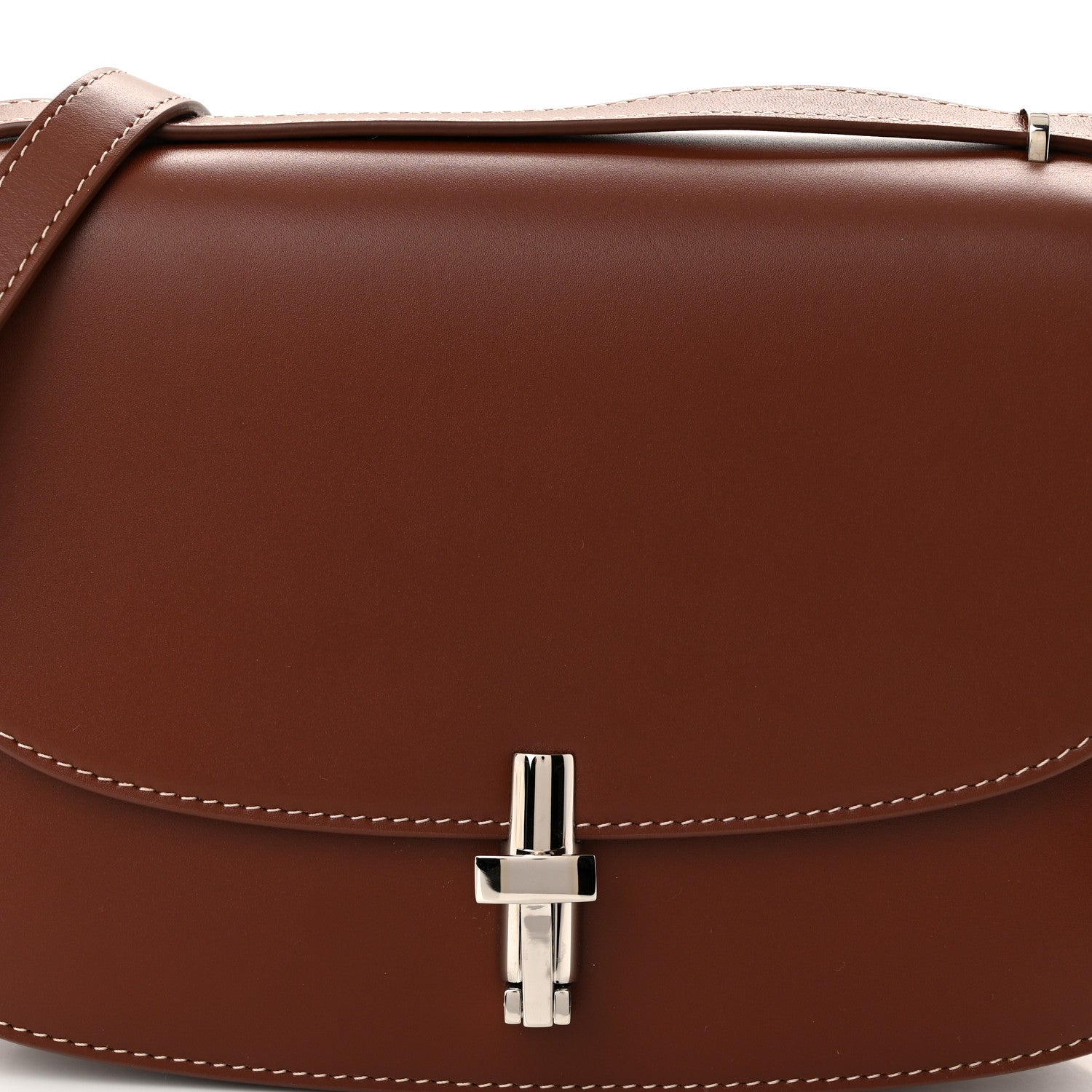 The Row Polished Saddle Calfskin The Sofia 8.75 Crossbody Cherry Wood 7 of 9