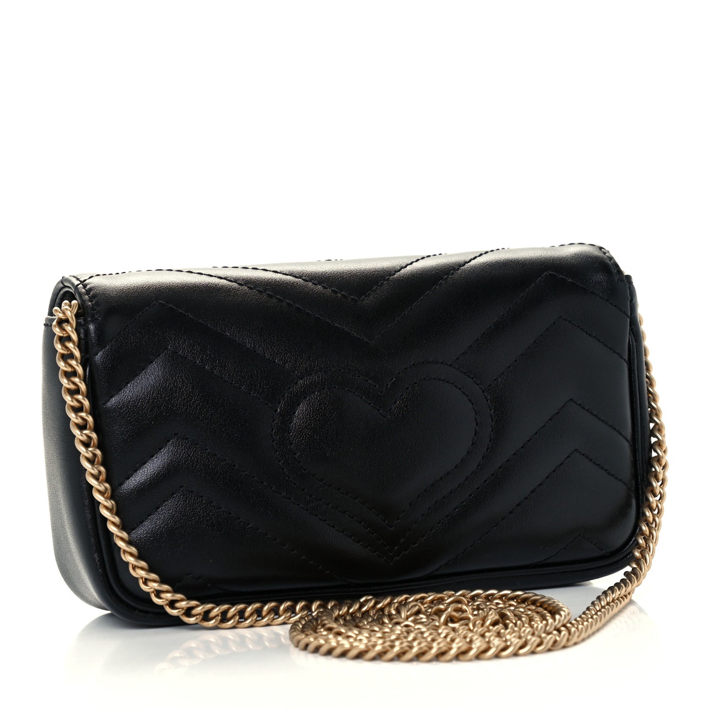 Calfskin Matelasse Super Mini GG Marmont Shoulder Bag Black