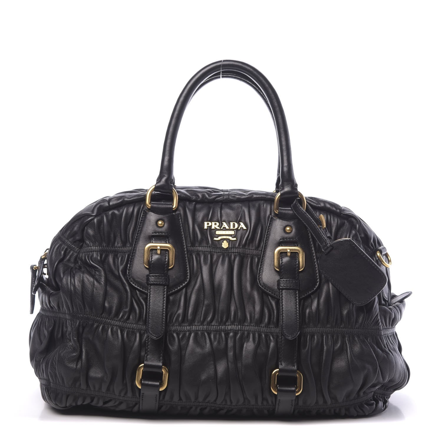 Prada Nappa Gaufre Buckle Bowler Black 1 of 11