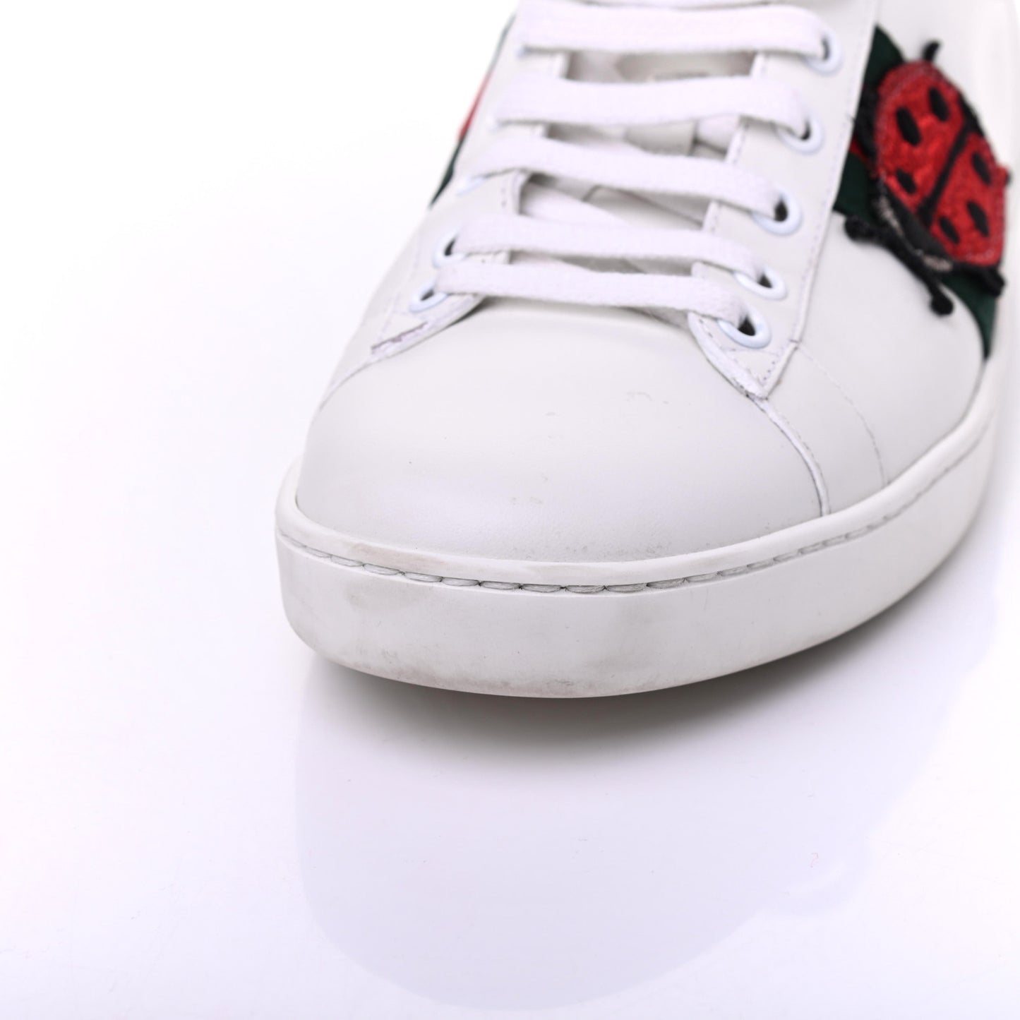 Calfskin Ayers Web Pineapple Ladybug Embroidered Womens Ace Sneakers 37.5 White