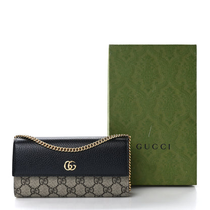 Gucci Dollar Calfskin GG Supreme Monogram Petite GG Marmont Wallet Chain Bag Black Beige Ebony 11 of 11