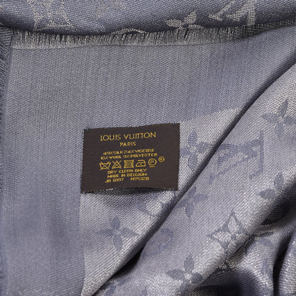 Louis Vuitton Silk Lurex Wool Monogram Shine Shawl Charcoal Grey 5 of 6