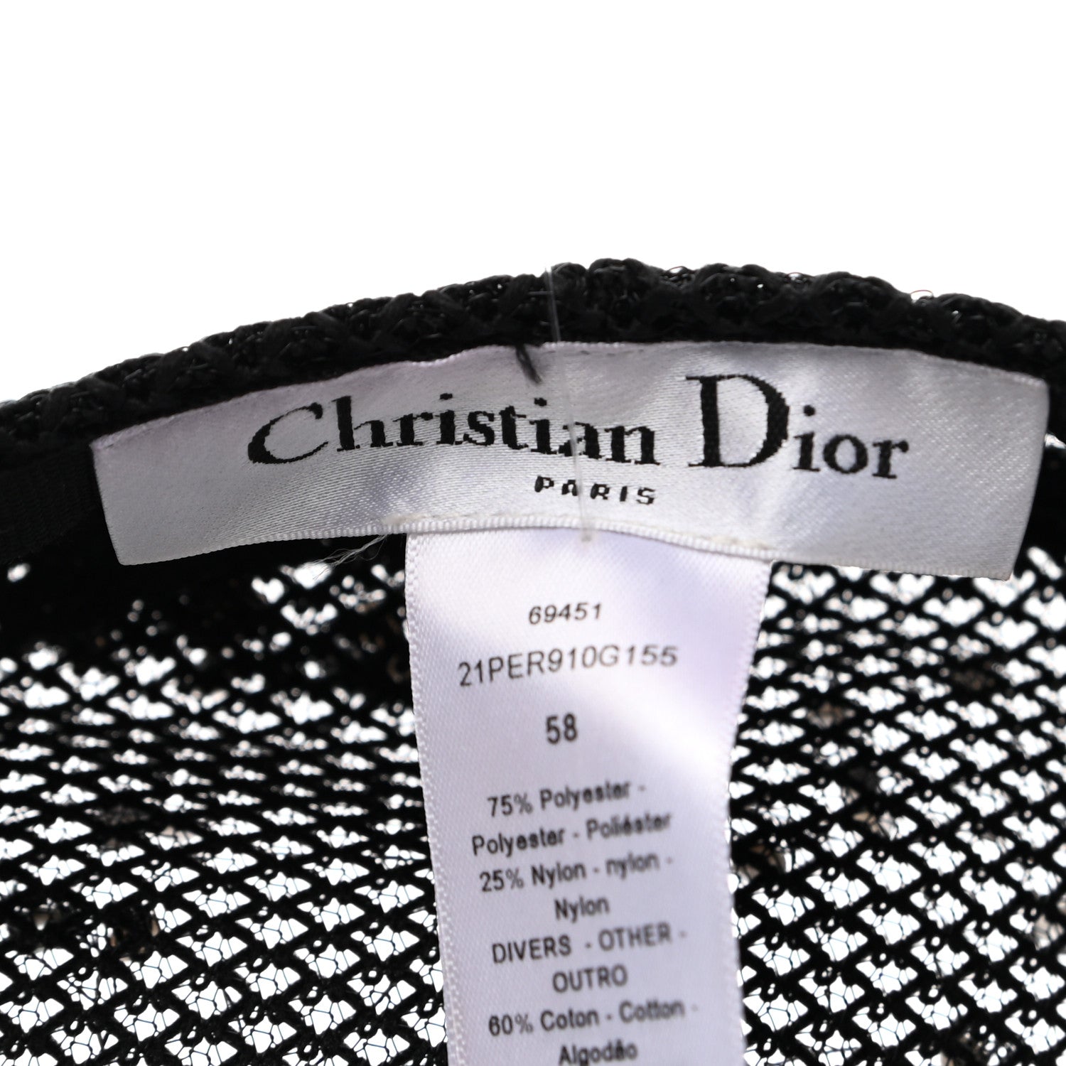 Christian Dior Polyester Nylon Pearl Beret with Veil Black 7 of 8