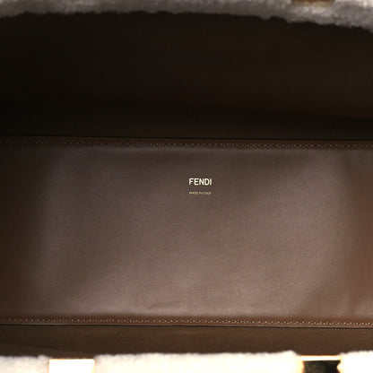 Fendi Shearling Vitello King Logo Medium Fendi Sunshine Shopper Tote White 5 of 12
