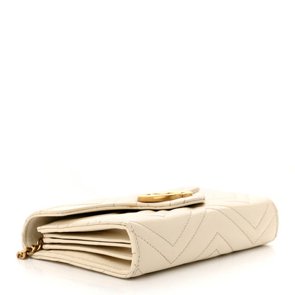 Gucci Calfskin Matelasse GG Marmont Chain Wallet Mystic White 4 of 13