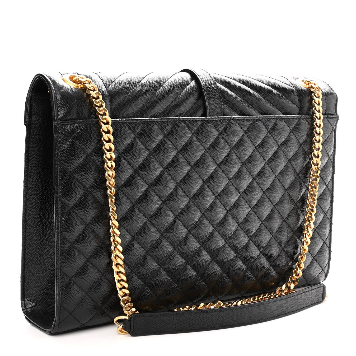 Saint Laurent Grain De Poudre Textured Mixed Matelasse Large Triquilt Monogram Satchel Black 3 of 9