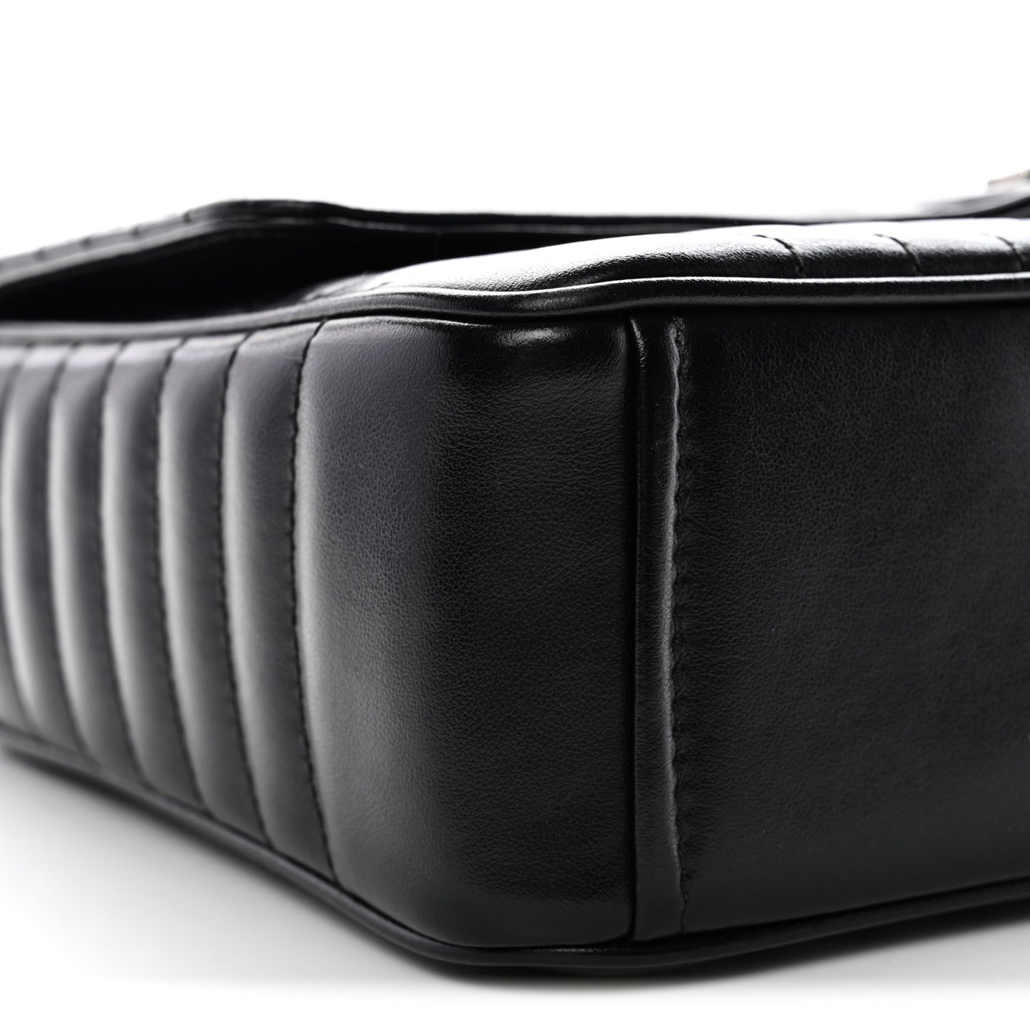 Soft Calfskin Impunture Diagramme Large Chain Flap Shoulder Bag Black