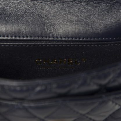 Chanel Aged Calfskin Quilted 2.55 Reissue Flap Belt Bag Clutch Navy 9 of 10