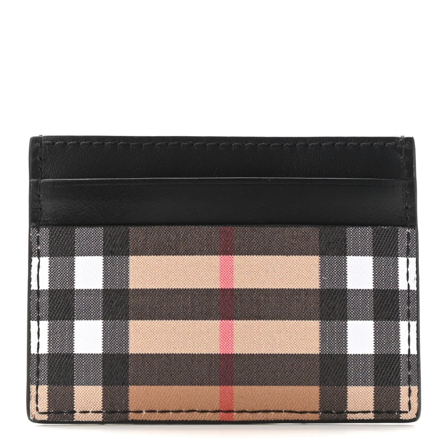 Vintage Check Calfskin Card Case Black