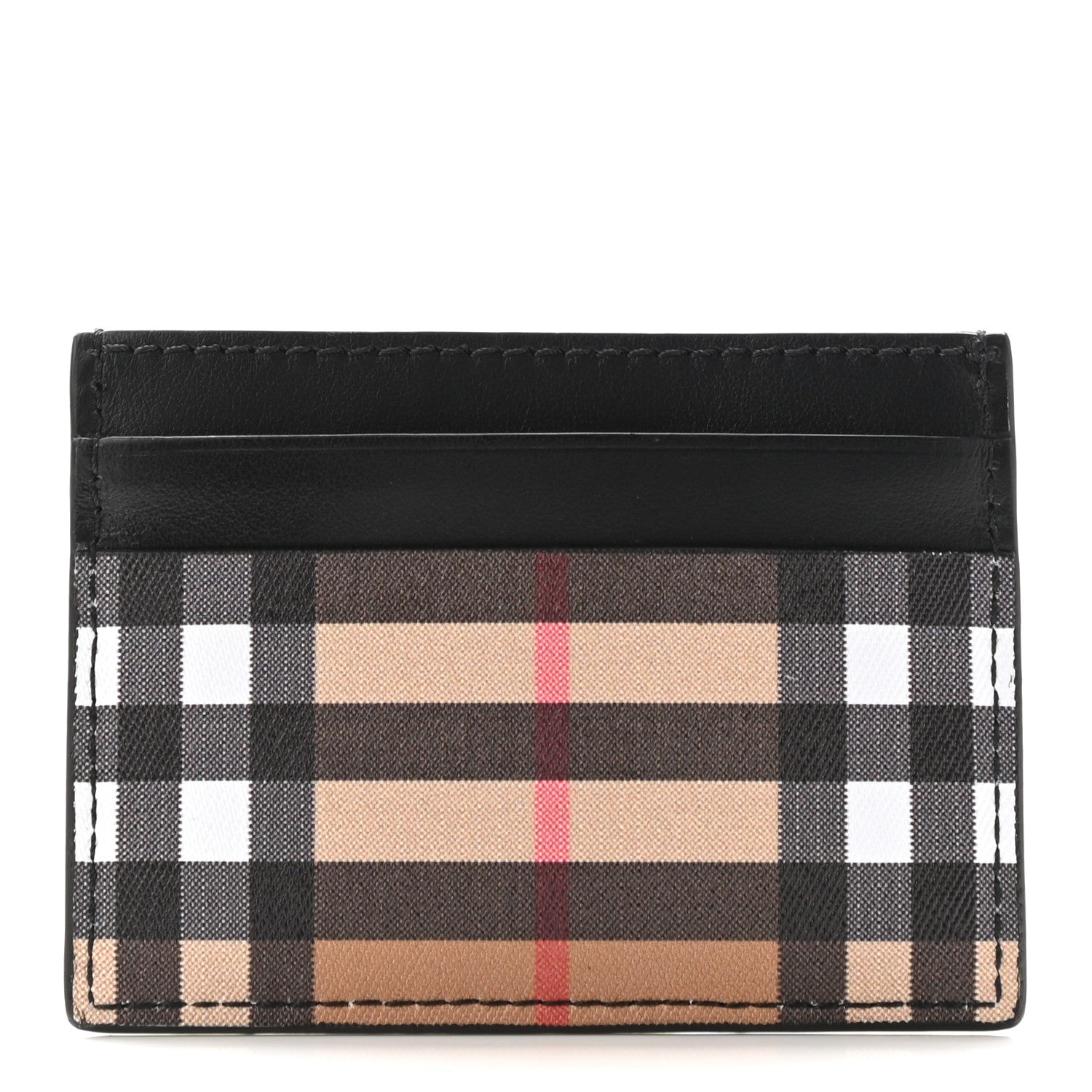 Burberry Vintage Check Calfskin Card Case Black 1 of 7