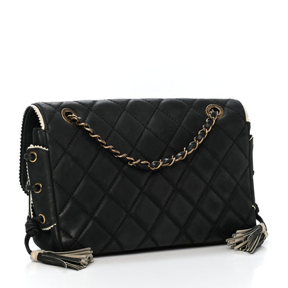 Chanel Iridescent Calfskin Quilted Lace Up Flap Black 2 of 5