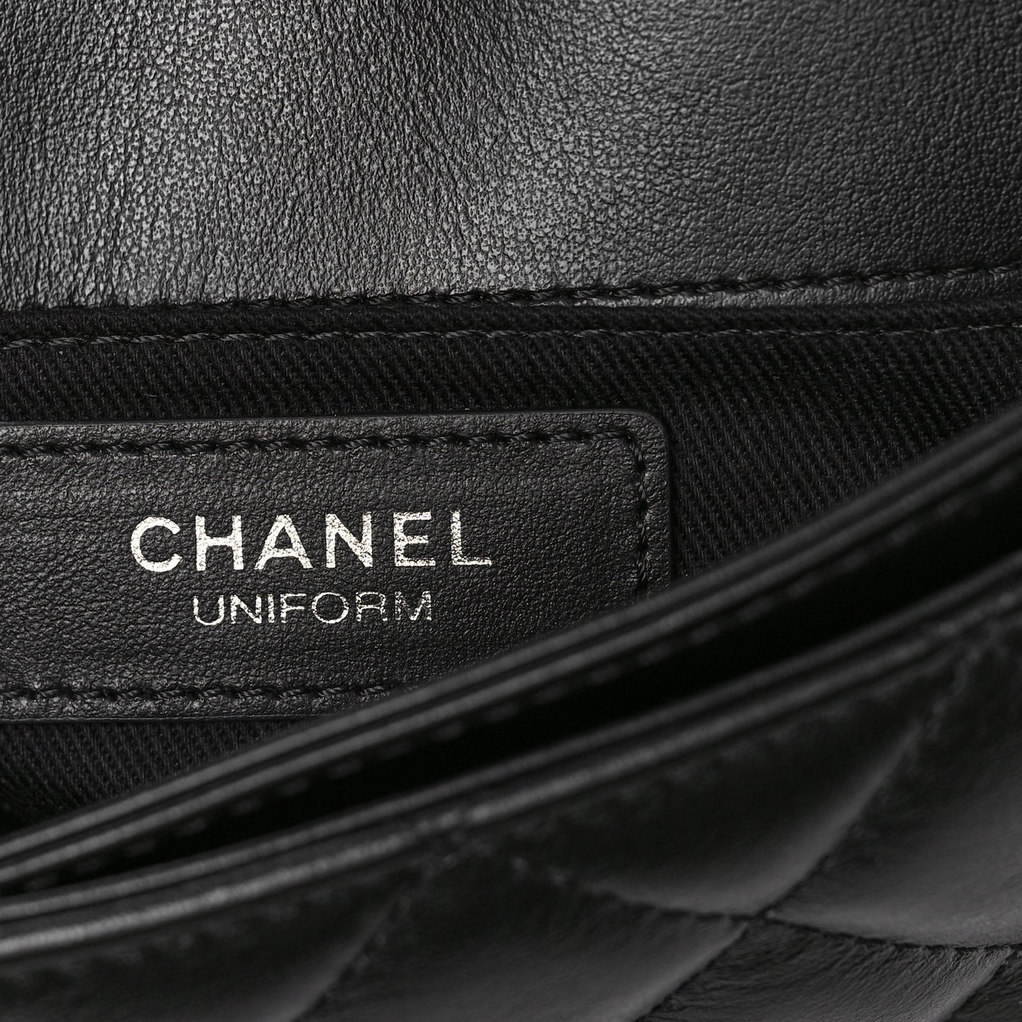 Calfskin Quilted CC Uniform Flap Belt Bag Black