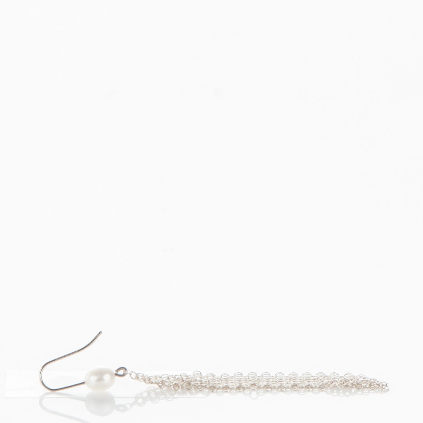 Sterling Silver Pearl Small Elsa Peretti Mesh Earrings