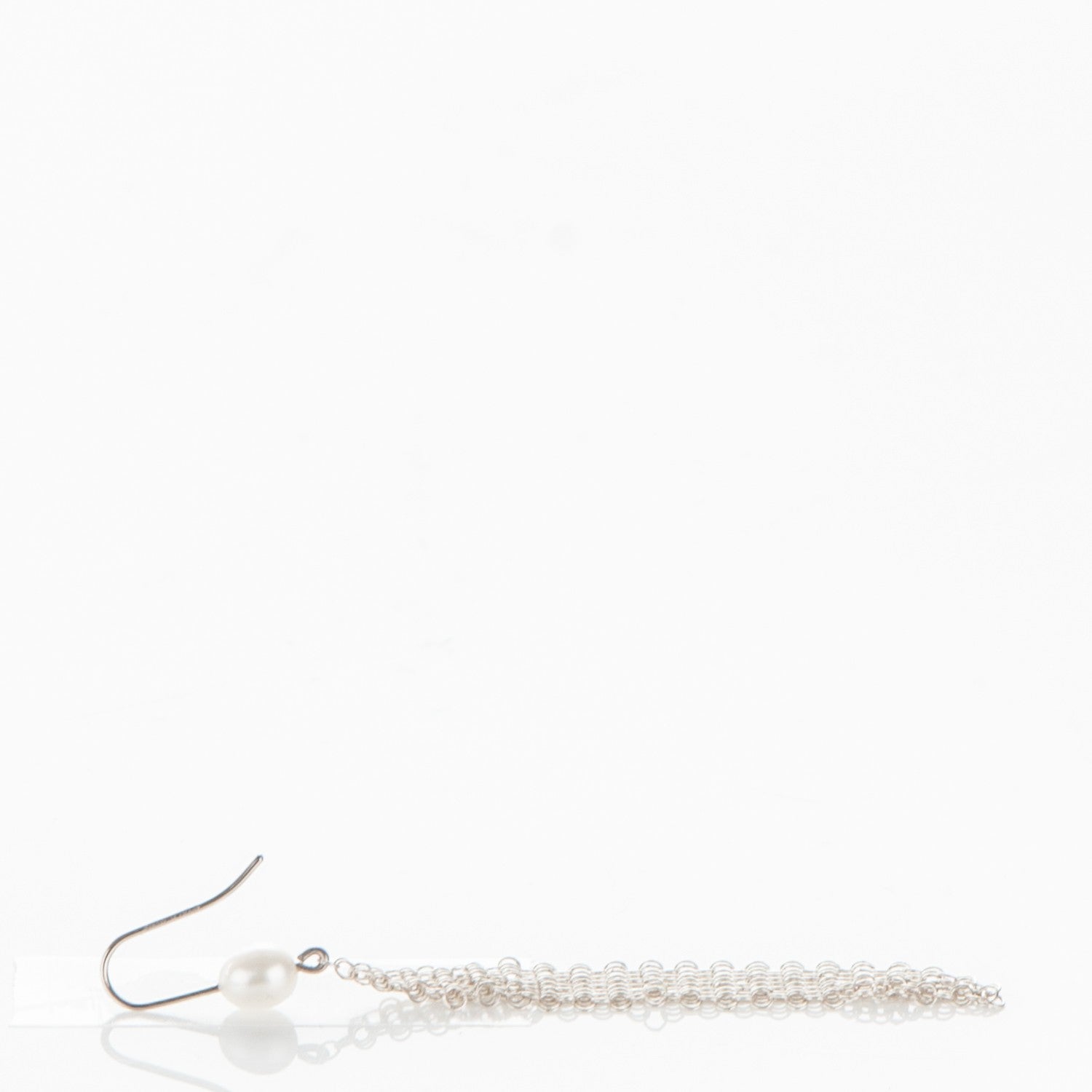 Tiffany Sterling Silver Pearl Small Elsa Peretti Mesh Earrings 4 of 5