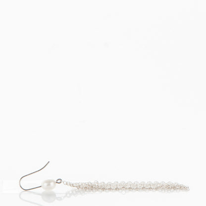 Tiffany Sterling Silver Pearl Small Elsa Peretti Mesh Earrings 4 of 5