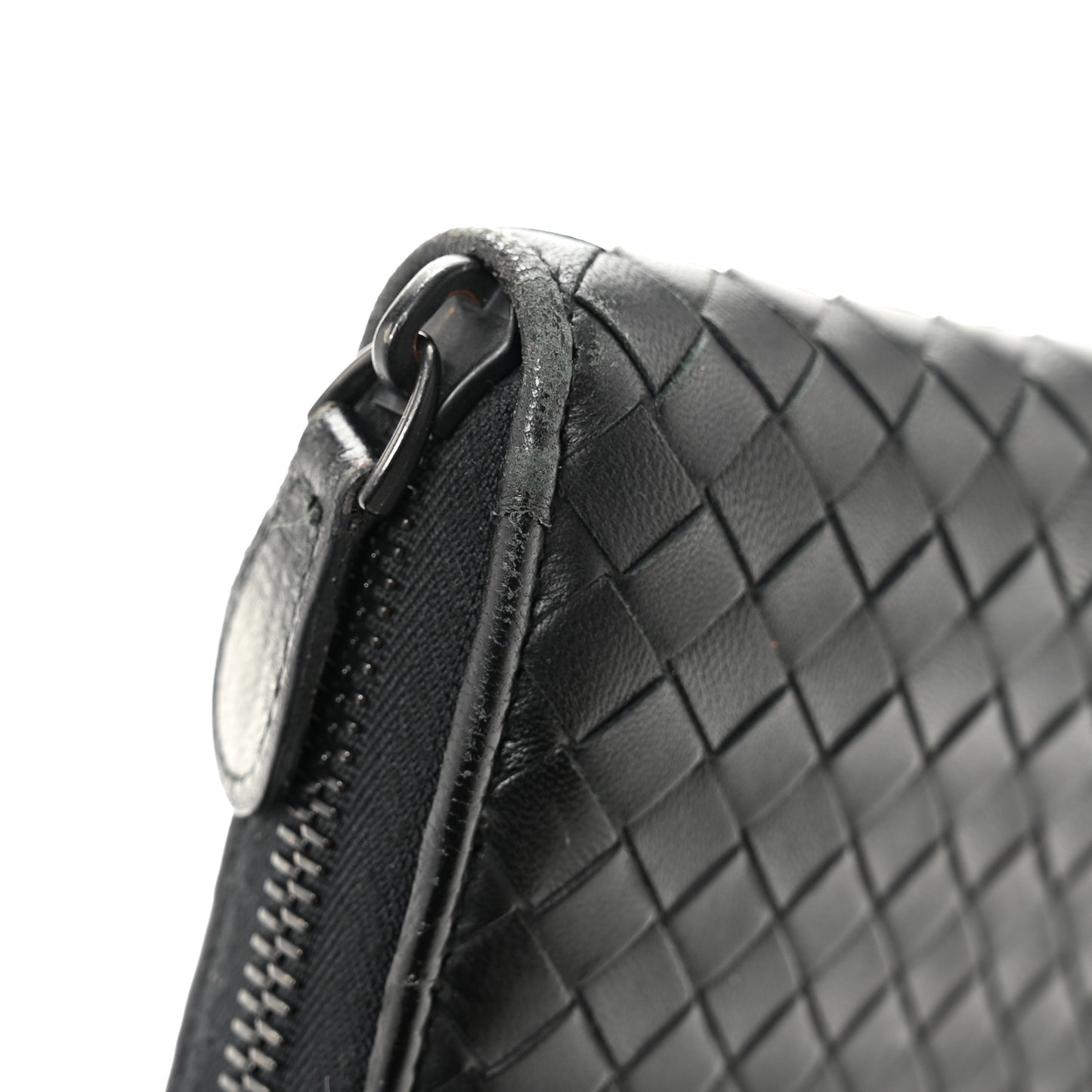 Nappa Intrecciato Zip Around Wallet Black