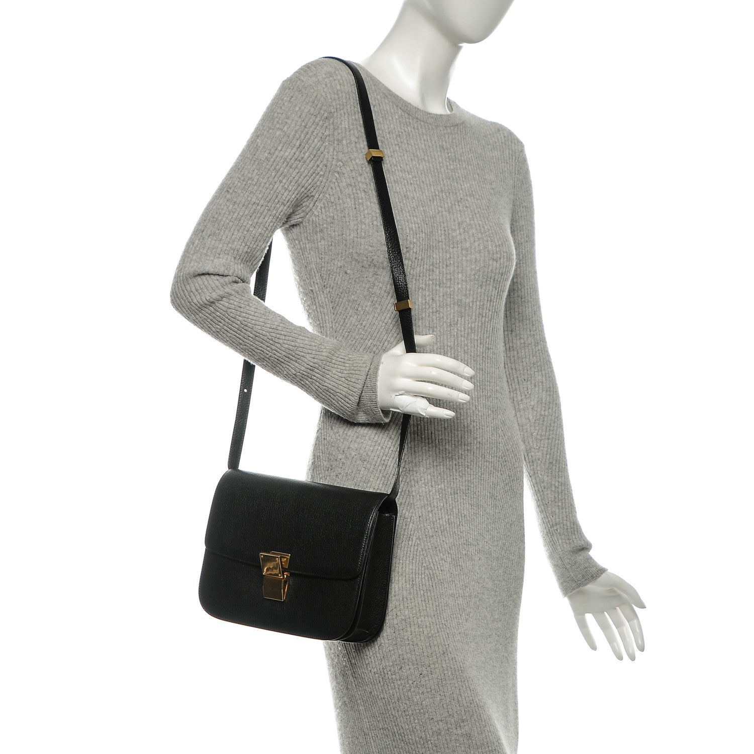 Celine Goatskin Medium Classic Box Flap Bag Black 2 of 7