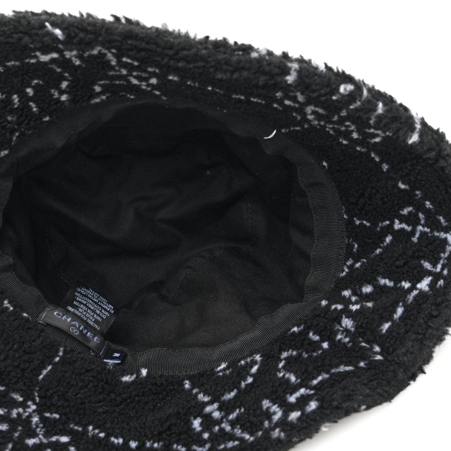 Faux Fur CC Bucket Hat M Black White