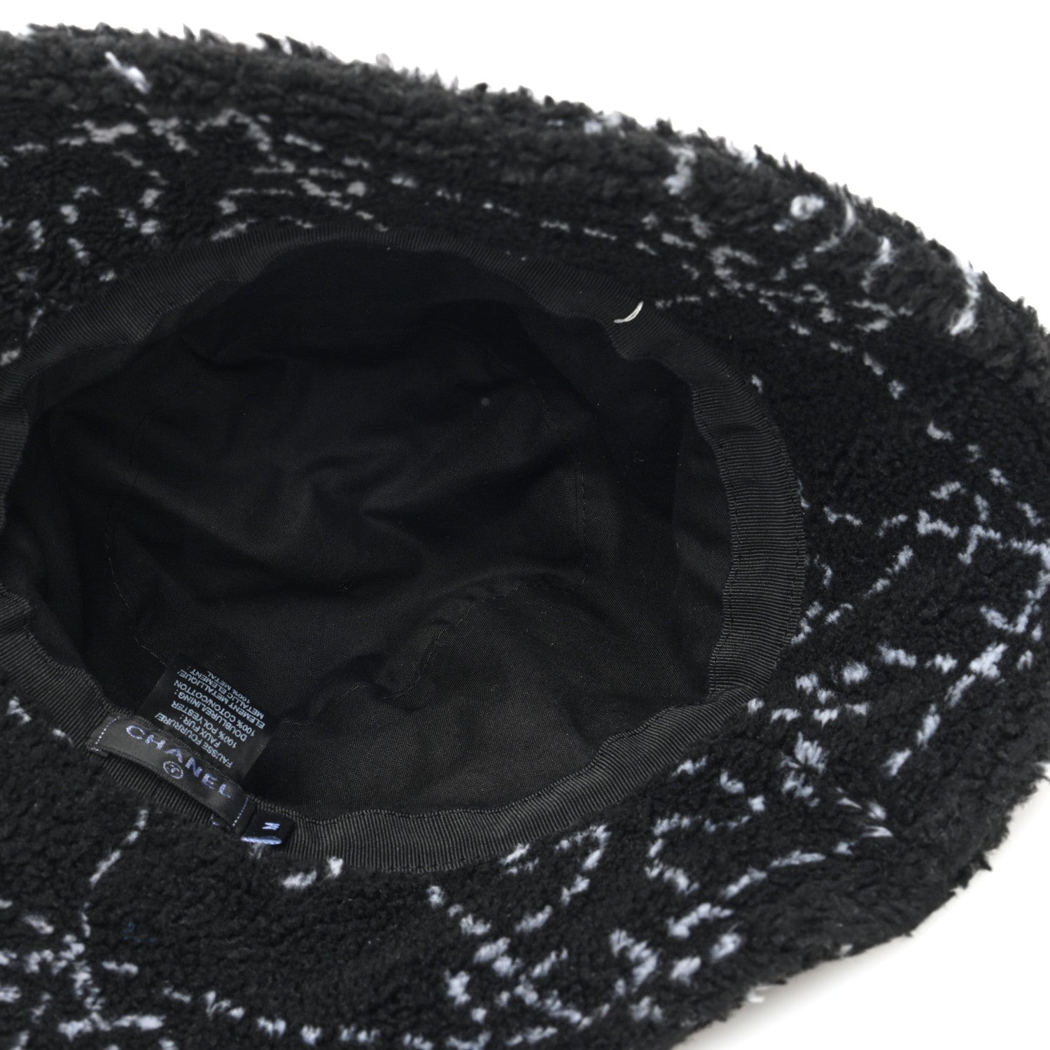 Chanel Faux Fur CC Bucket Hat M Black White 7 of 8