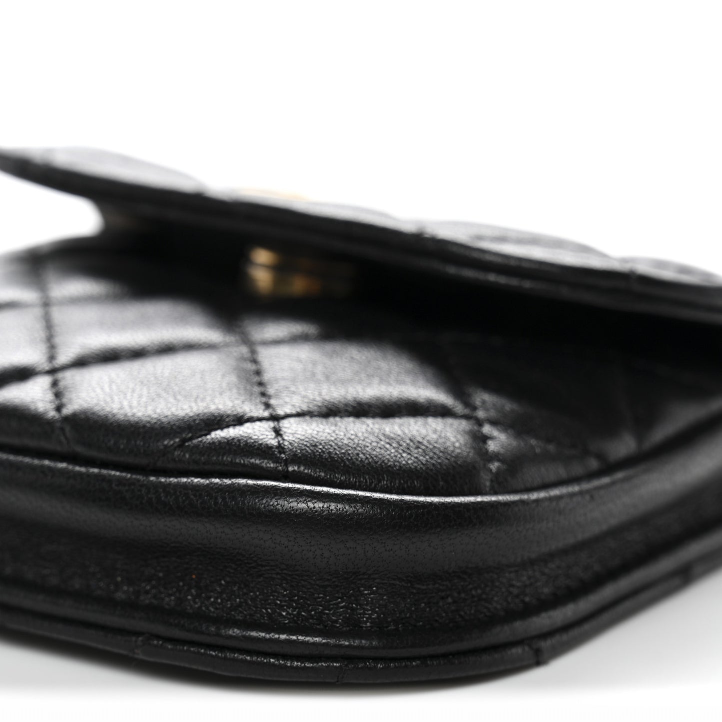 Lambskin Quilted Pearl Crush Waist Bag Black