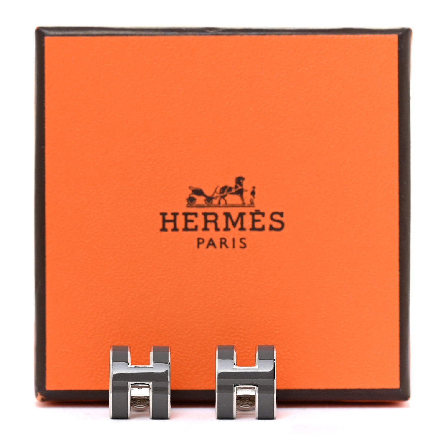 Hermes Palladium Lacquered Pop H Earrings Etain 7 of 7