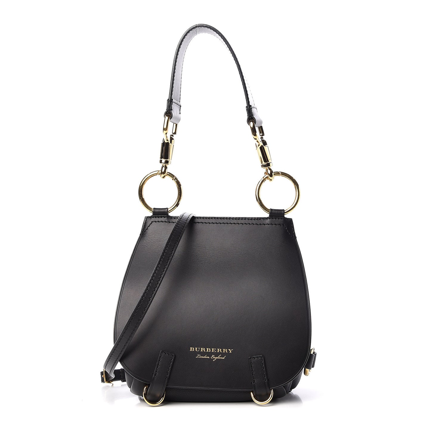 Calfskin Large Bridle Saddle Bag Black