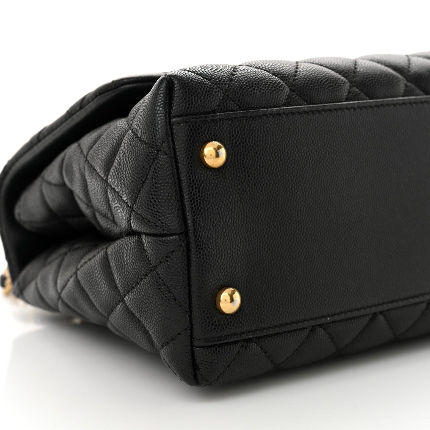 Caviar Quilted Small Coco Handle Flap Black
