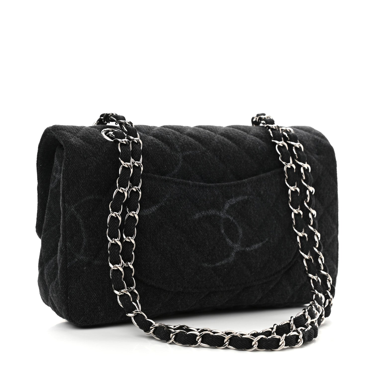 Chanel Denim Quilted CC Print Medium Single Flap Black 3 of 11